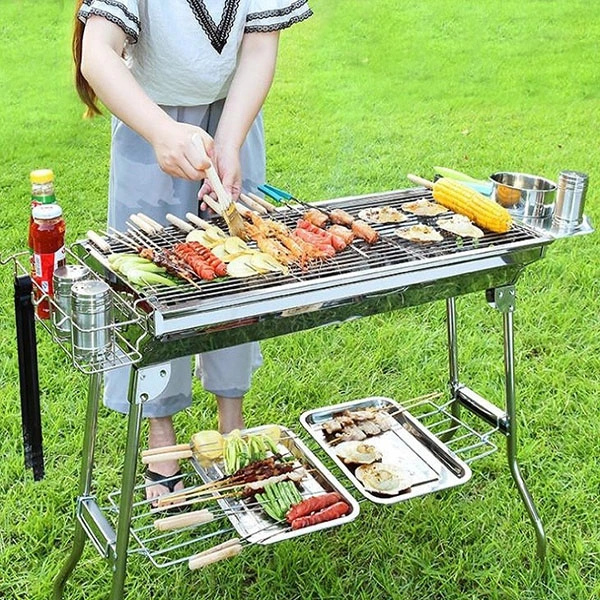 Bếp nướng than hoa ngoài trời chân cao size lớn (Bộ Full) cao cấp K169